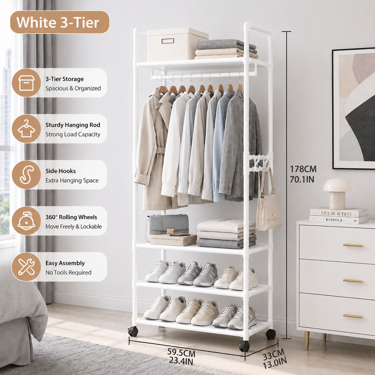 Rolling Clothes Rack With Whee - đánh giá và giá Fishing Rod Holder