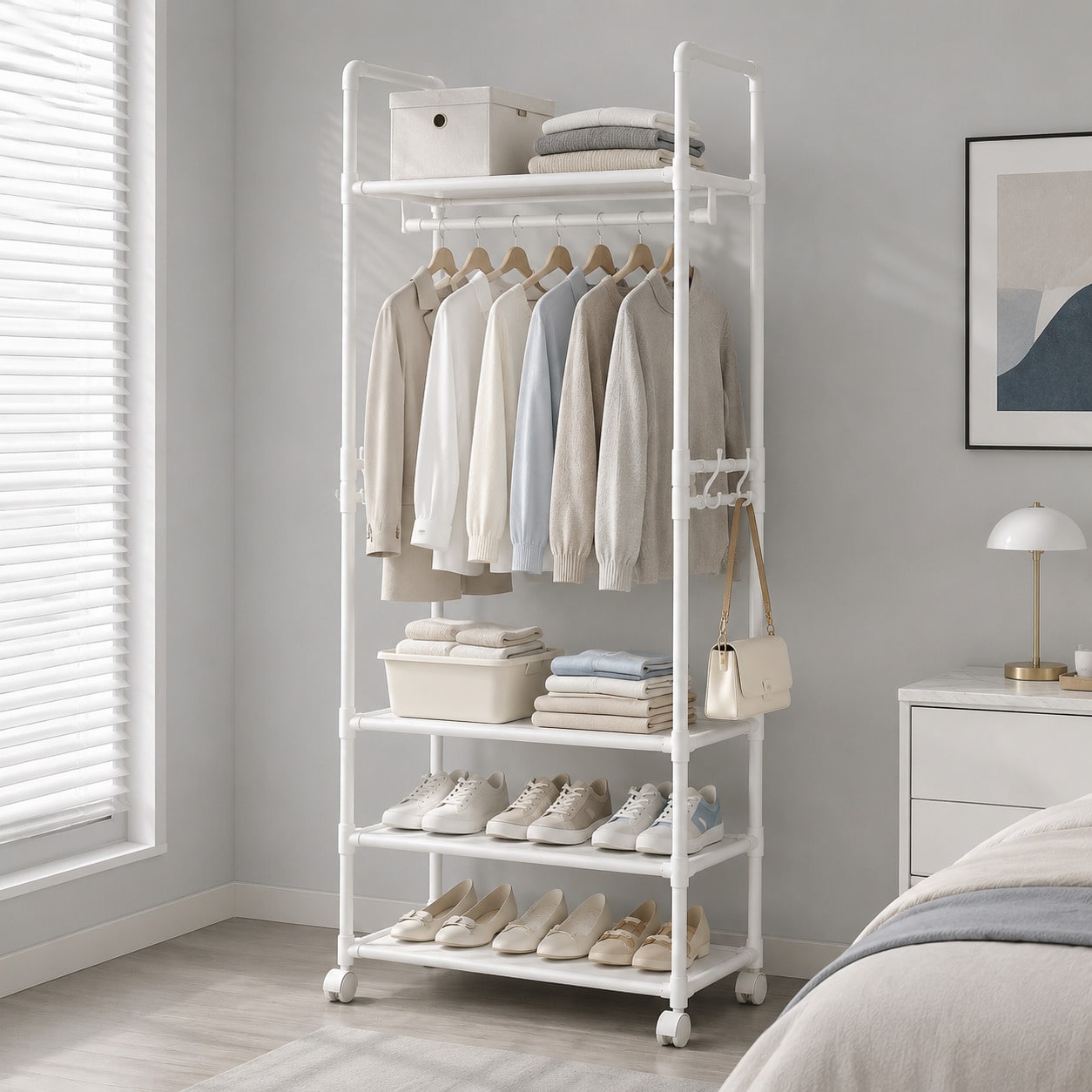Rolling Clothes Rack With Whee - đánh giá và giá Fishing Rod Holder